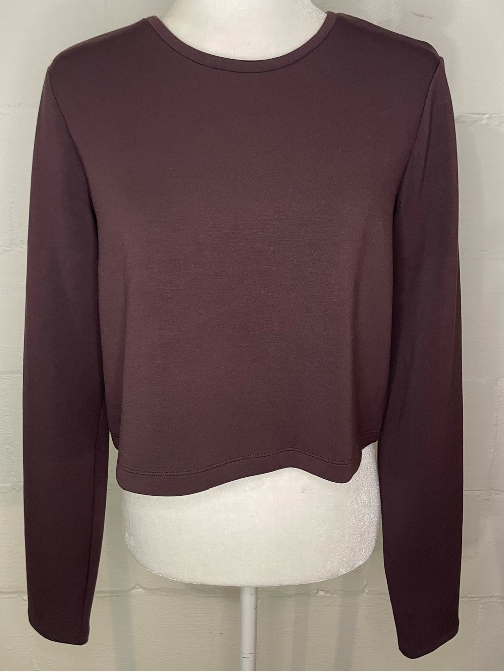 SPANX Deep Plum Long Sleeve Crewneck Top